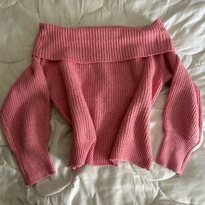Pink Off-Shoulder Sweater